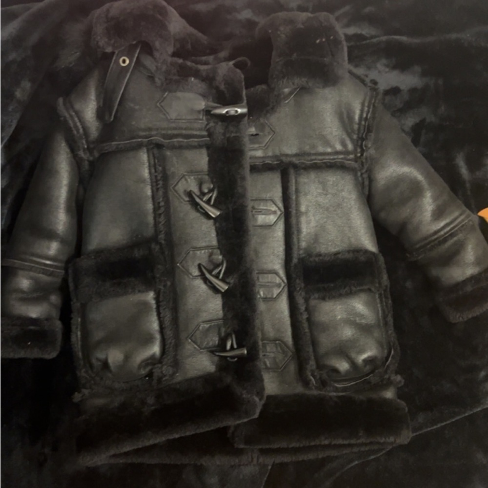 Jordan Craig kids shearling coat black on black size 2